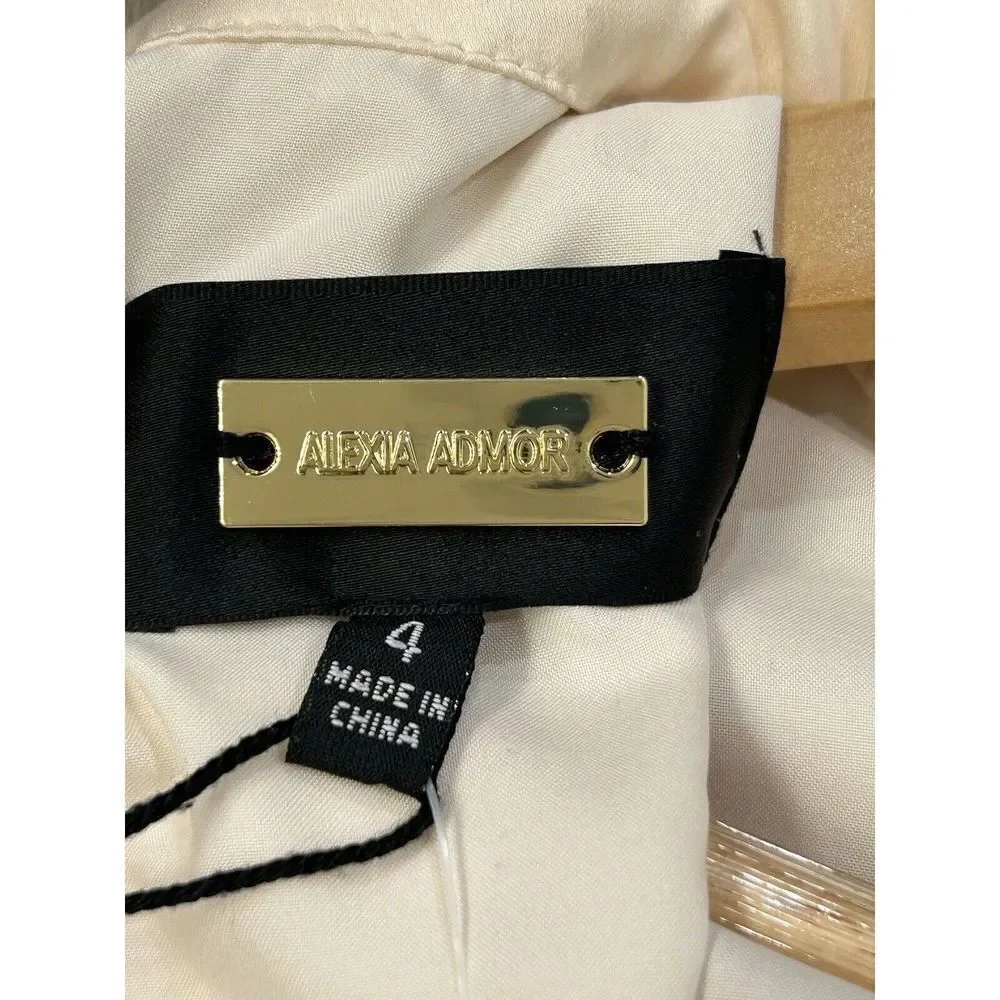 Alexia Admor Mockneck MIDI Dress Champagne NWT Size 4 Women’s - Picture 13 of 14